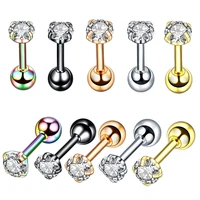 1pc small round cz tragus cartilage stainless steel 16g 4 prong ear stud earrings tragus helix piercing jewelry