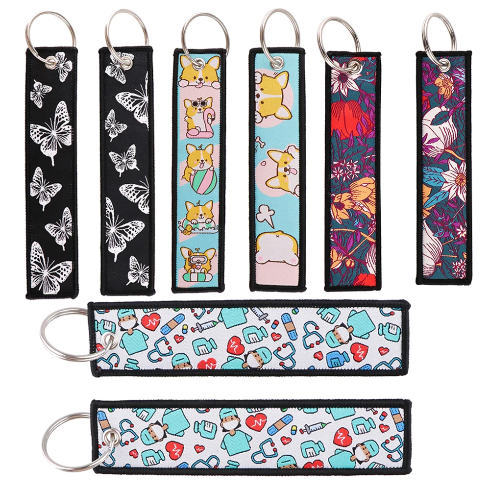 

YQ1236 Cute Corgi Dogs Keychain Butterfly Car Keys Holder Doctor Key Tag Fashion Llavero Jewelry Chinese Rose Key Ring Chaveiro