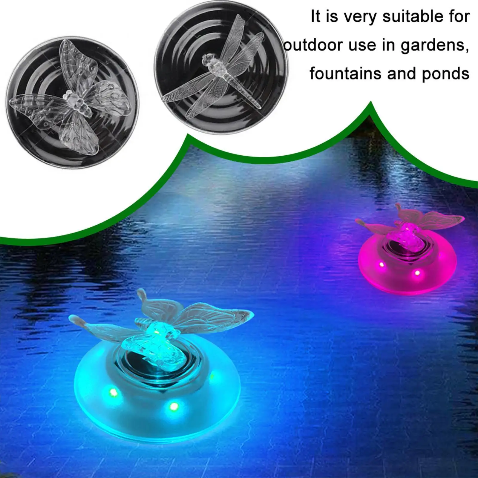 

Solar Led Float Lamp Rgb Color Change Dragonfly Water Outdoor Light Light Pool Swimming Garden Decor Pond Underwa F6v5