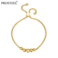 prosteel 18k gold plated stainless steel bead bracelets sliding adjustable for women girl valentines day trendy gift psh2959