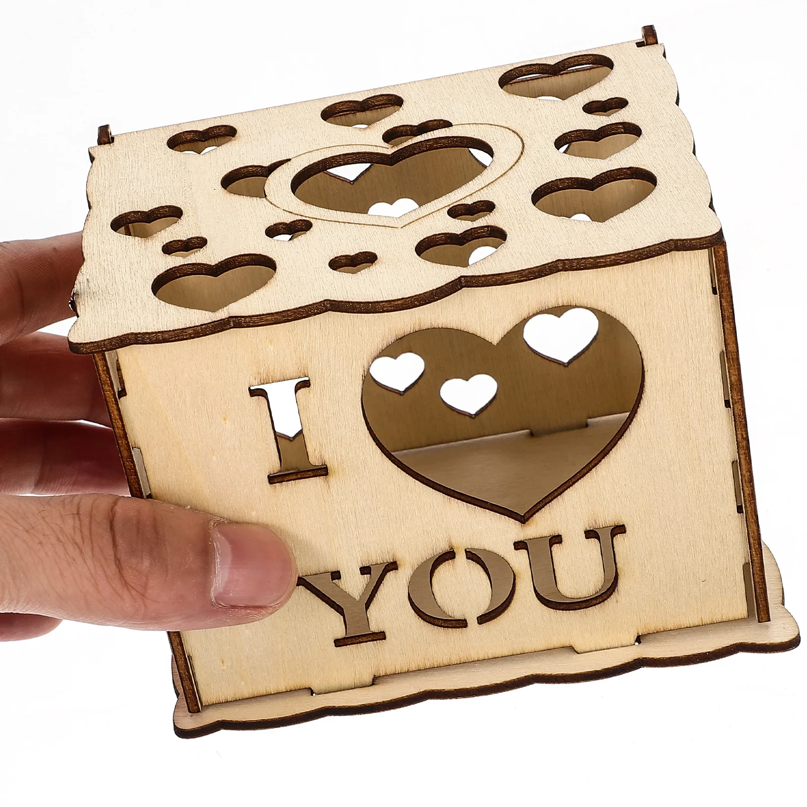 

Wedding Box Valentines Decorationswood Case Decoration Gift Diy Desktop Heart Reception Projection Hollow Decorinvitation Money