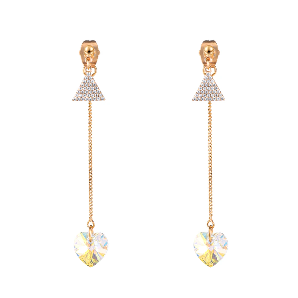

Beauty Crystal Colorful Tassels Earrings Rose Gold Plated Design Environmental Copper for Women European Style Jewelry Gifts