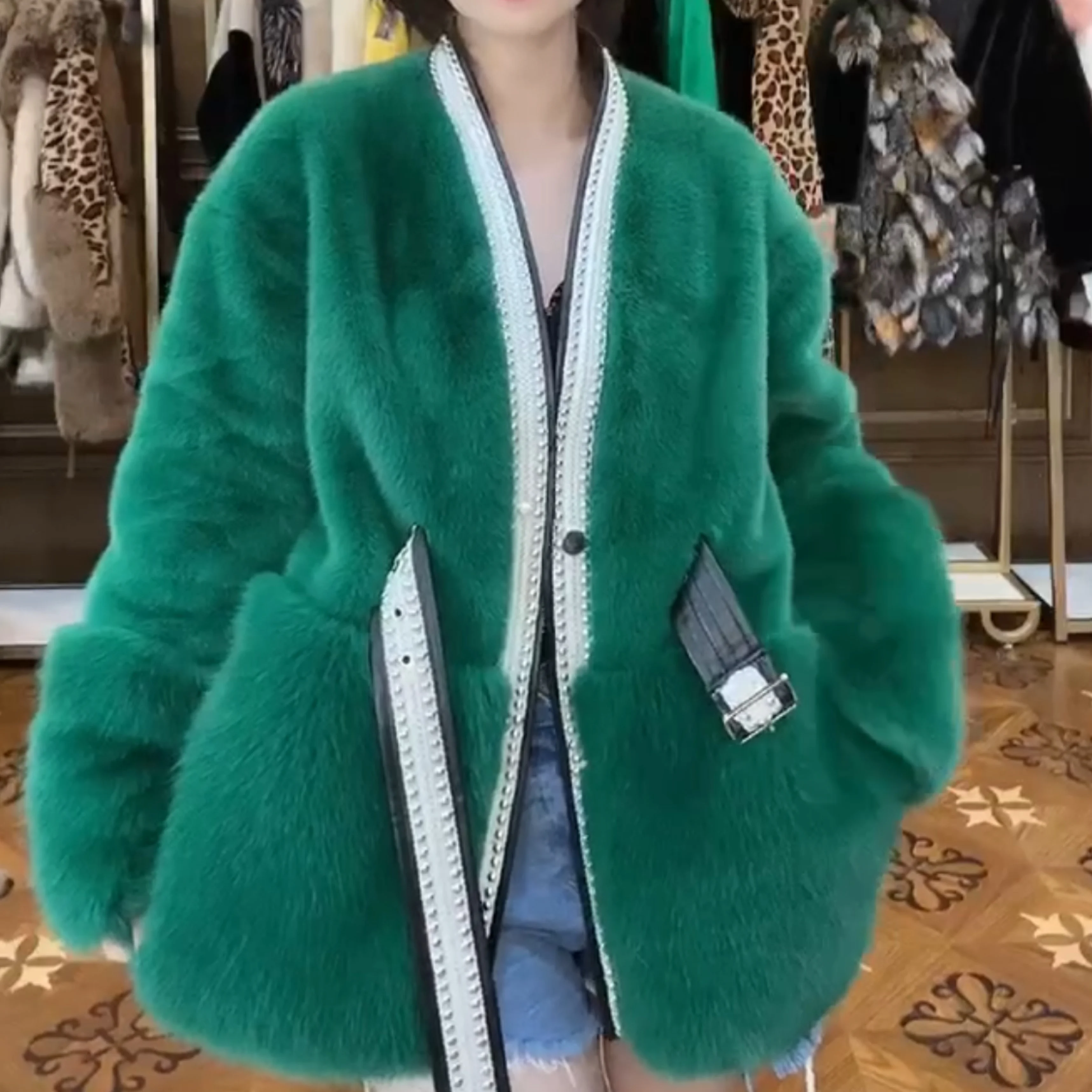 European Long-Sleeved Fur Coat Women Fashion Toka Double Face Wool Leather Warm Casual All-Match Graceful Fur Jacket 2022 Winter