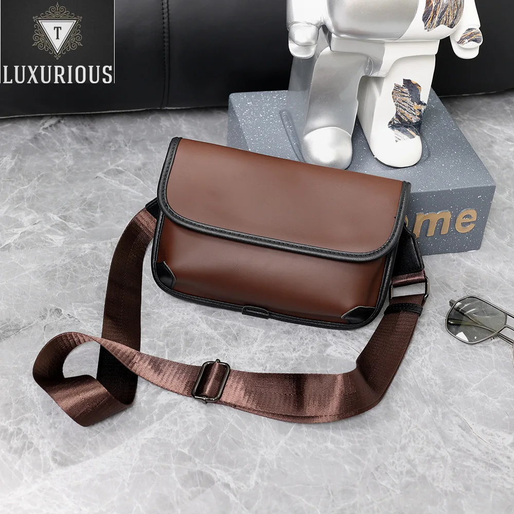 

Soft Pu Leather Men's Crossbody Vintage Square Messenger Fashion For Men Chest Casual Shoulder Bag