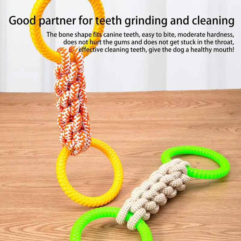 

Dog Teething Toys Small Chewing Multi- Functional Toys For Dogs Double Loop Knot Bone Molding Interactive Boredom For Dog
