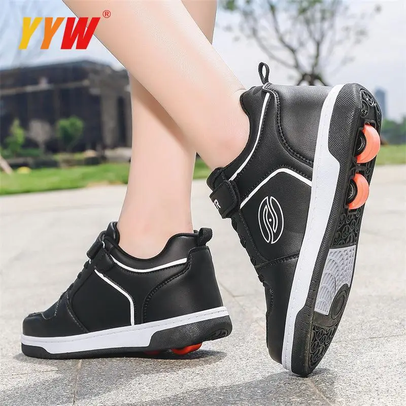 Roller Skate Shoes for Kids Boys Girls Wheels Sneakers with On Double Wheels Children Boy Girl Roller Sneakers Tennis Shoes