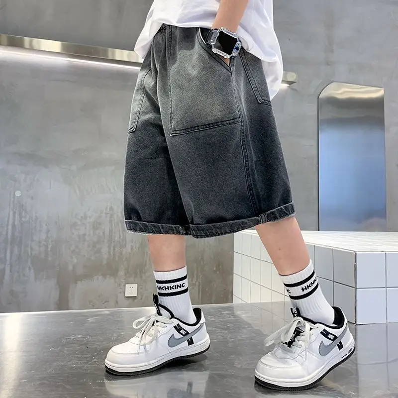 

Casual Handsome Pants Kids Jeans Children Loose Jeans Teenage Thin Pants Boys Denim Shorts New Summer Children's Clothing