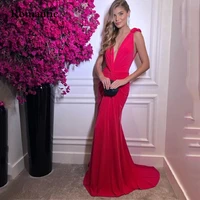 romantic rose red velour evening dress a line sleeveless spaghetti strap sexy v neck long prom party gown for women 2022 vestido