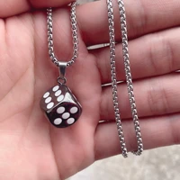 vintage hip hop dice punk stainless steel skull necklaces for women men rock cool necklace boho jewelry long sweater chain