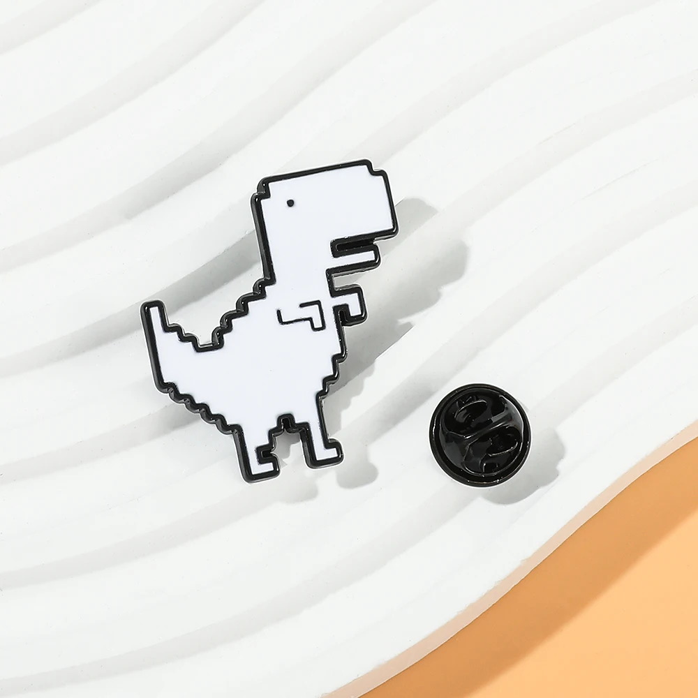 

Креативная модная эмалированная брошь в виде животного динозавра Пиксельная Геометрическая белая булавка из сплава Т-Рекс значок модные ювелирные изделия подарок