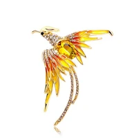 crystal pronouns phoenix brooch cute rhinestone animal peacock lapel pin chinese style jewelry for women ladies clothing pins