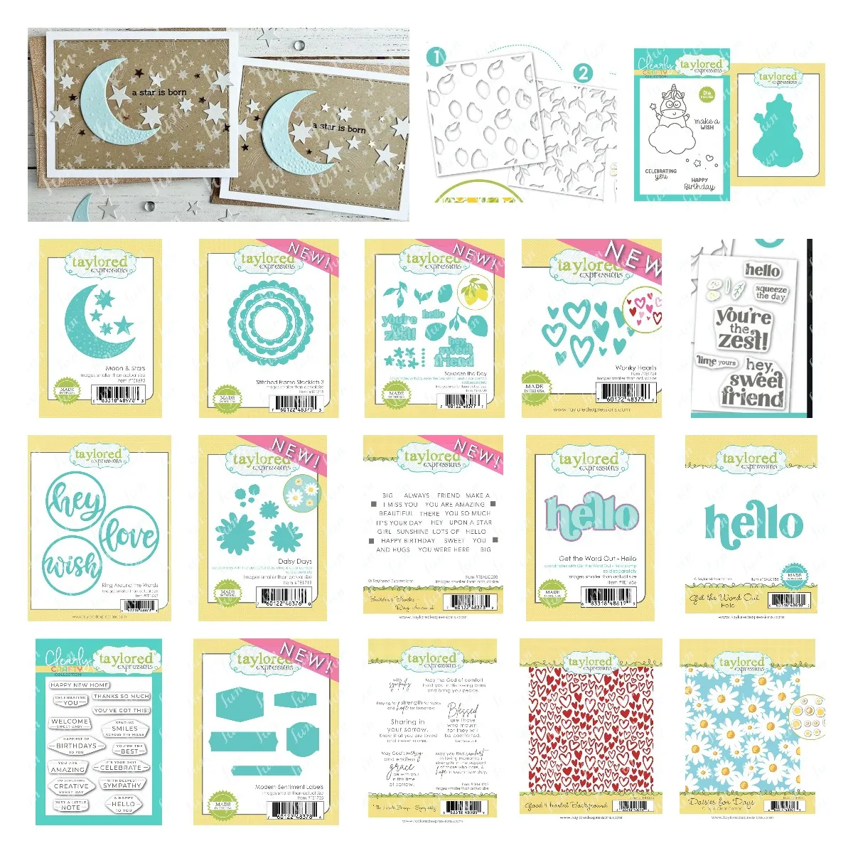 

Layered Stencils Metal Cutting Dies Clear Stamps Daisy Moon Stars Sentiment Labels Stencil Paper Cards Handmade DIY Scrapbooking