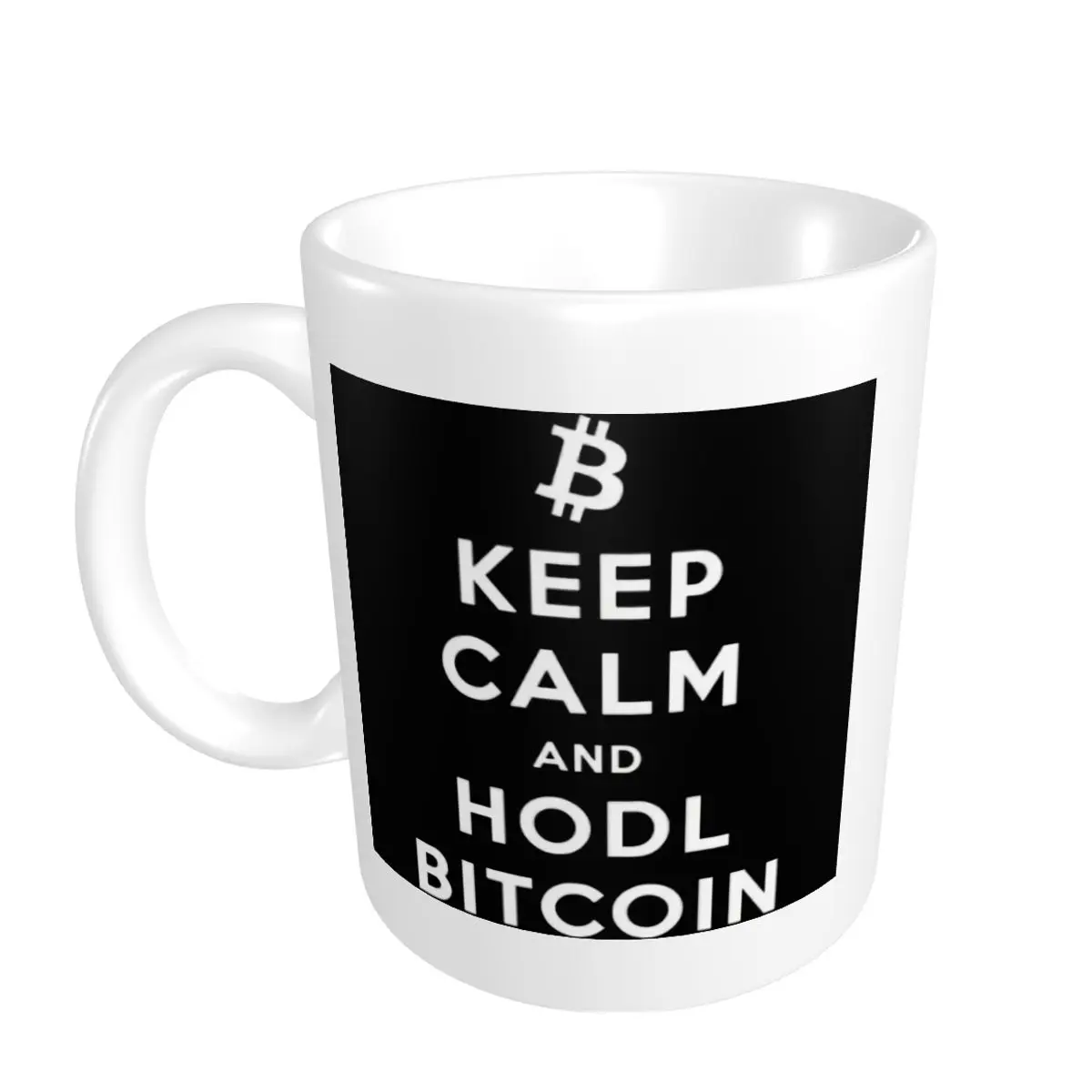 

Promo Casual Graphic Keep Calm And Bitcoin White Text Mugs Joke Bitcoin CUPS Print beer mugs
