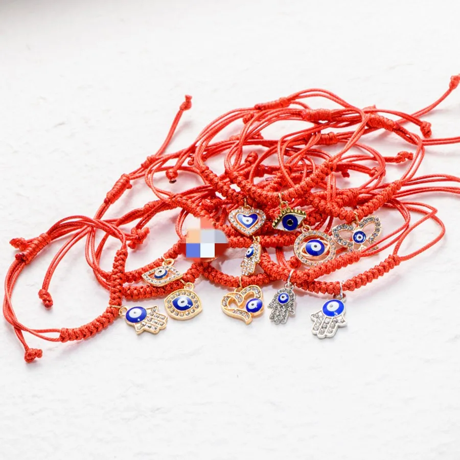 

Turkish Lucky Blue Evil Eye Bracelets For Women Handmade Braided Red Rope Round Hand Heart Eye Bracelet Lucky Friendship Jewelry