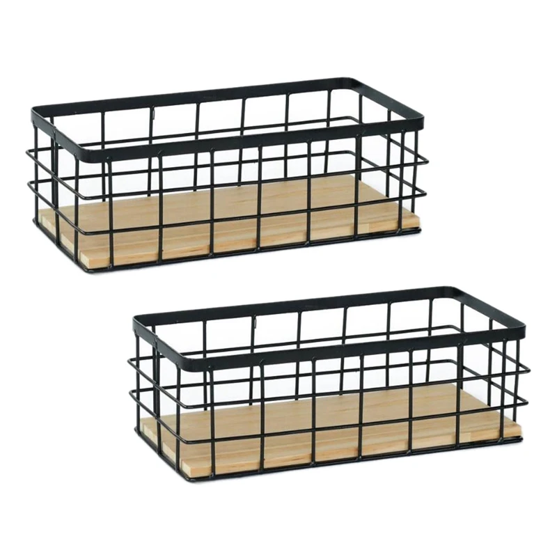

HOT SALE 2X Nordic Wrought Iron Storage Basket Tableware Sundries Organizer Desktop Cosmetics Finishing Storage Basket Home Deco