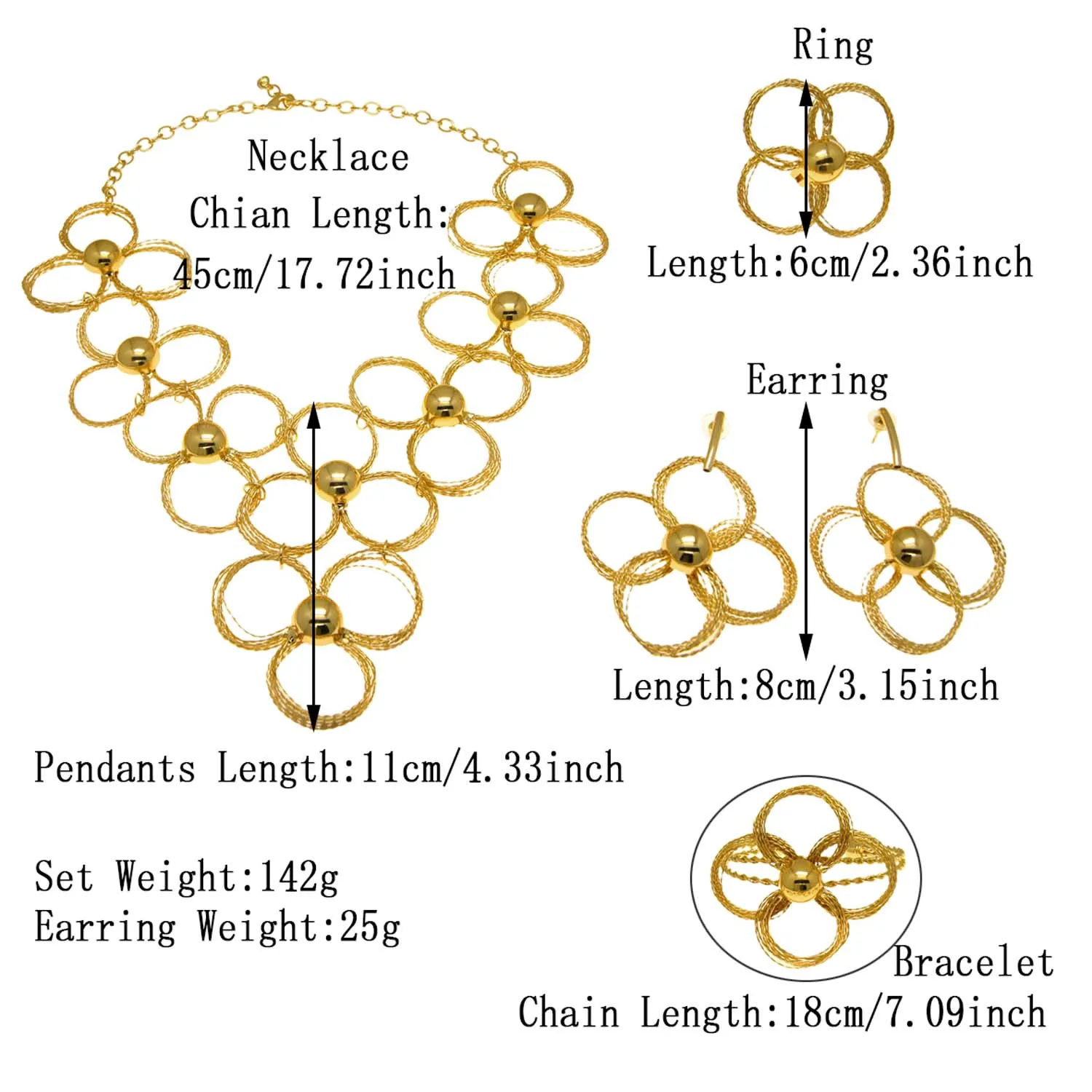 Yuleili бразильские золотые серьги ожерелье комплект ювелирных изделий красивый