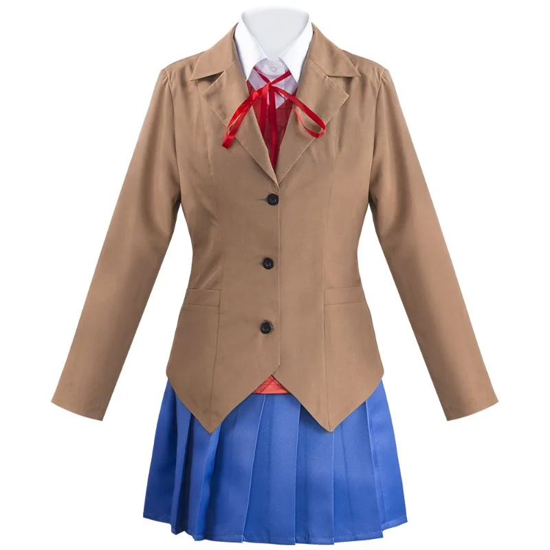 Фото Костюм для косплея по игре Doki Doki Literature Club: Моника, Сайори, Юри, Нацуки. Комплект с париком. Школьная форма для девочек и женщин. №2