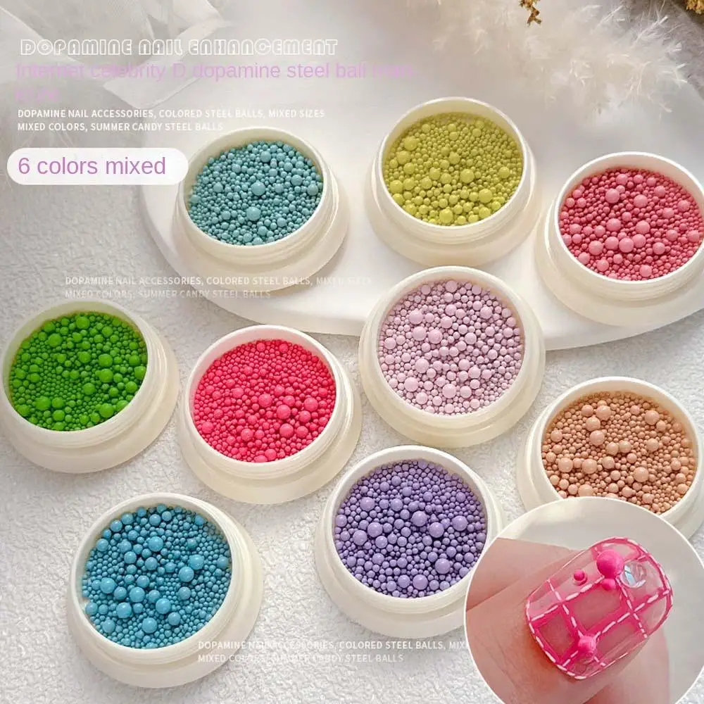 

Macaron Color Mixed Ball Beads Nail Art Decorations Resin Crystal Beads For DIY Filling 3D Nails Charms Manicure Accessories