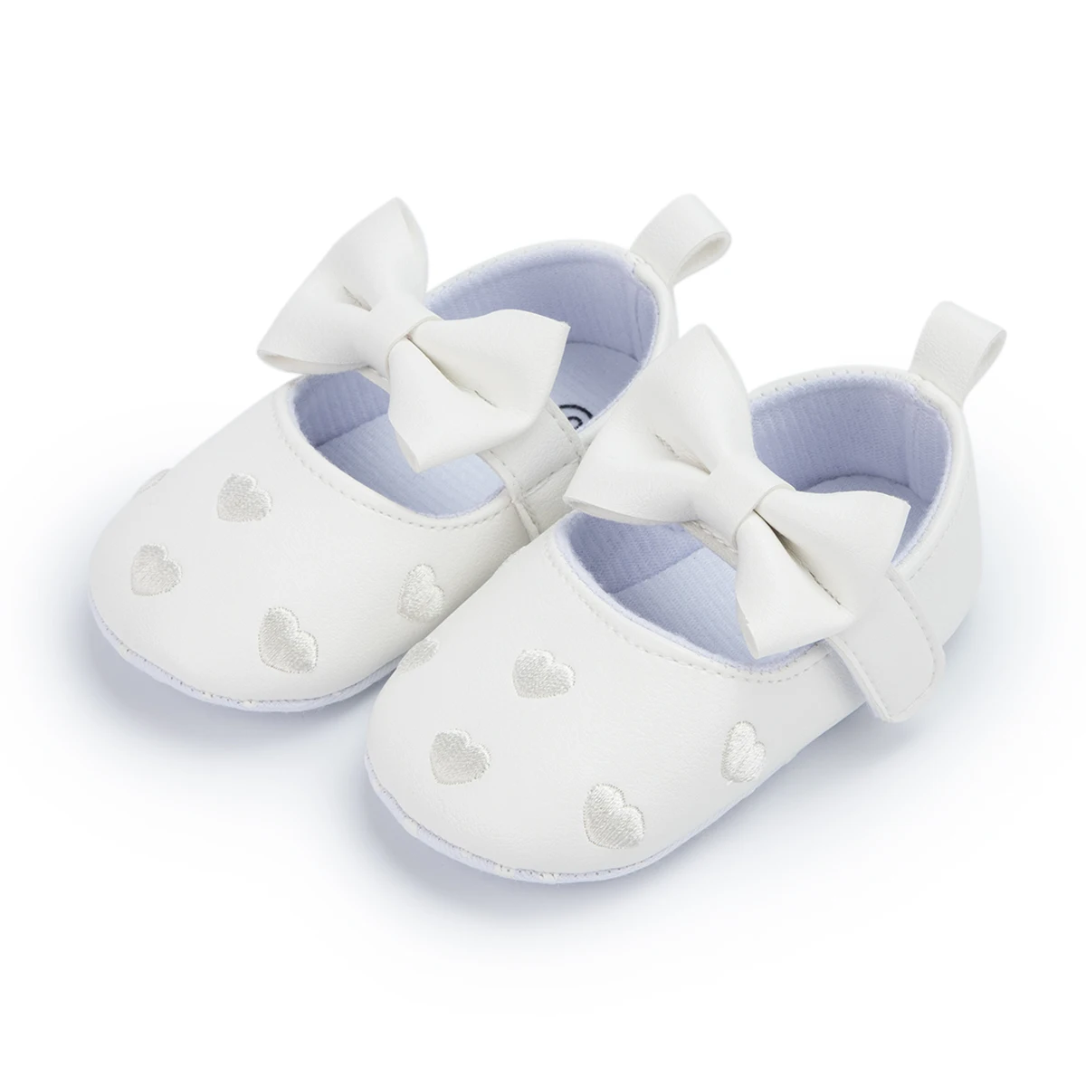 

Newborn With Bowknot Non-slip Sole Heart Pattern Prewalker Toddler Mary Jane Flats Kids First Walkers Baby Girls Princess Shoes