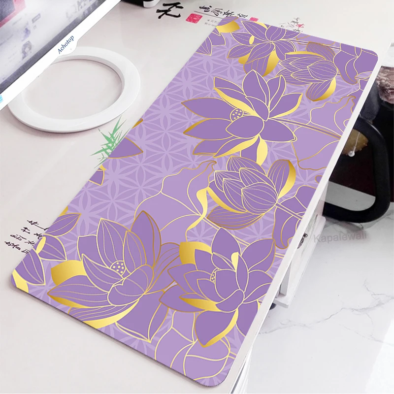 Cute Purple petals Mouse Pad Gamer HD Custom XXL Desk Mats MousePads keyboard pad Art Laptop Soft Anti-slip Office Table Mat.