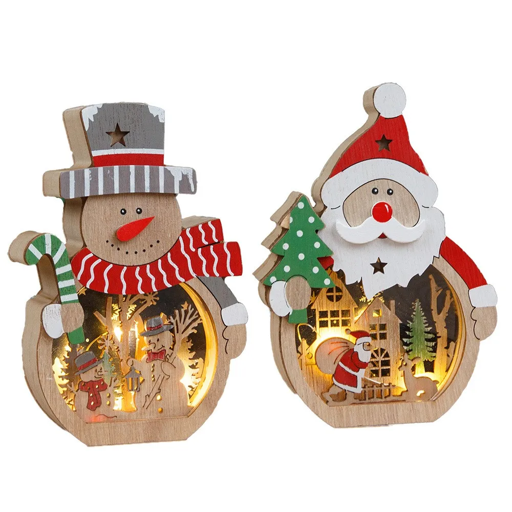 

Creative Wooden Statue Santa Claus Lamp Room Decoration Desk Accessories Christmas Home DecorNew Year 2023 Christmas Gift