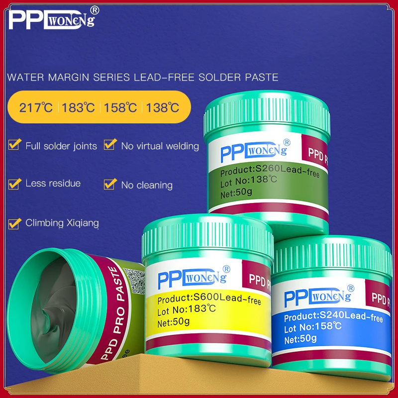 

PPD Lead-free Solder Paste Low Medium High Temperature Melting Point 138 158 183 217°C Welding Flux For BGA Rework Station