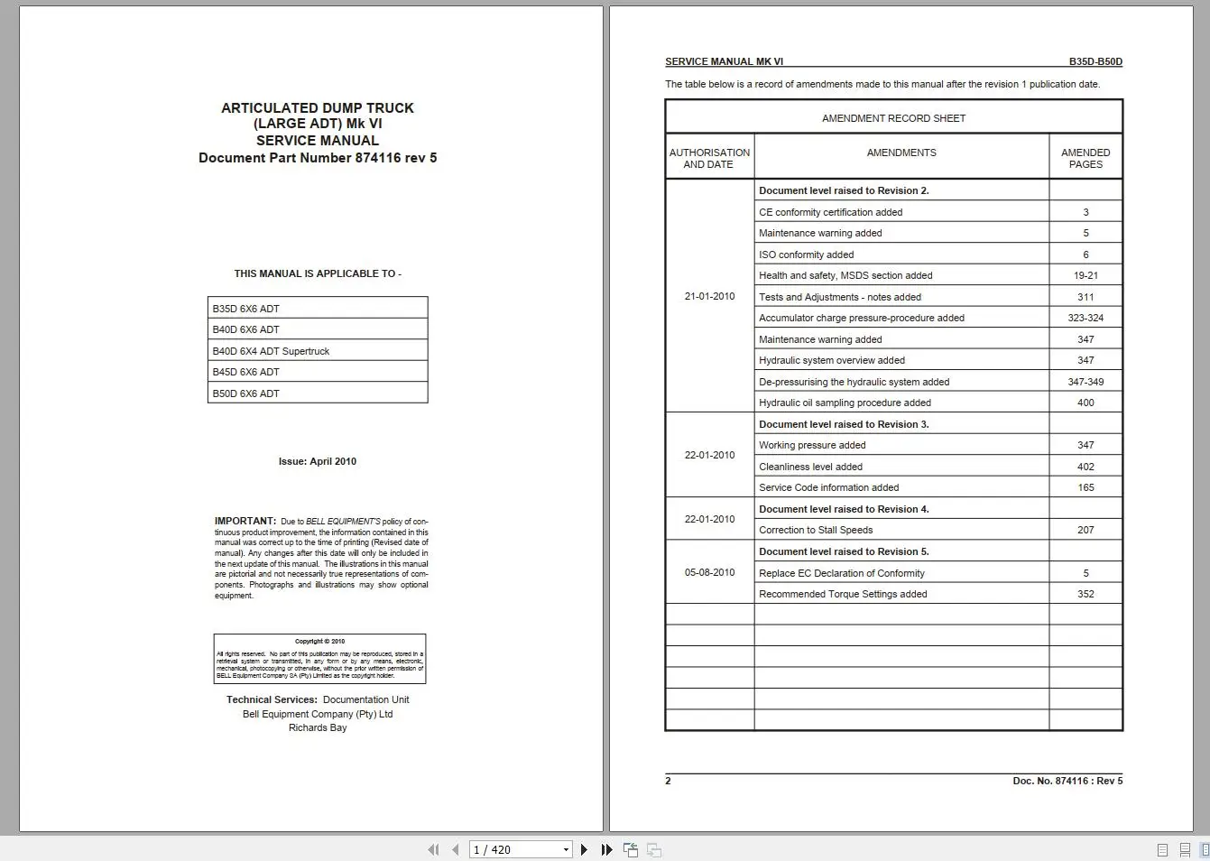 Руководство оператора самосвала с шарнирным соединением BELL руководство по