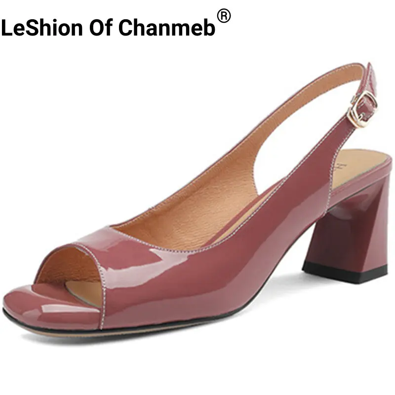 

Сандалии Chanmeb женские из лакированной кожи, босоножки с ремешком на пятке, туфли-лодочки на платформе и толстом высоком каблуке, с открытым носком, размеры 34-42, лето