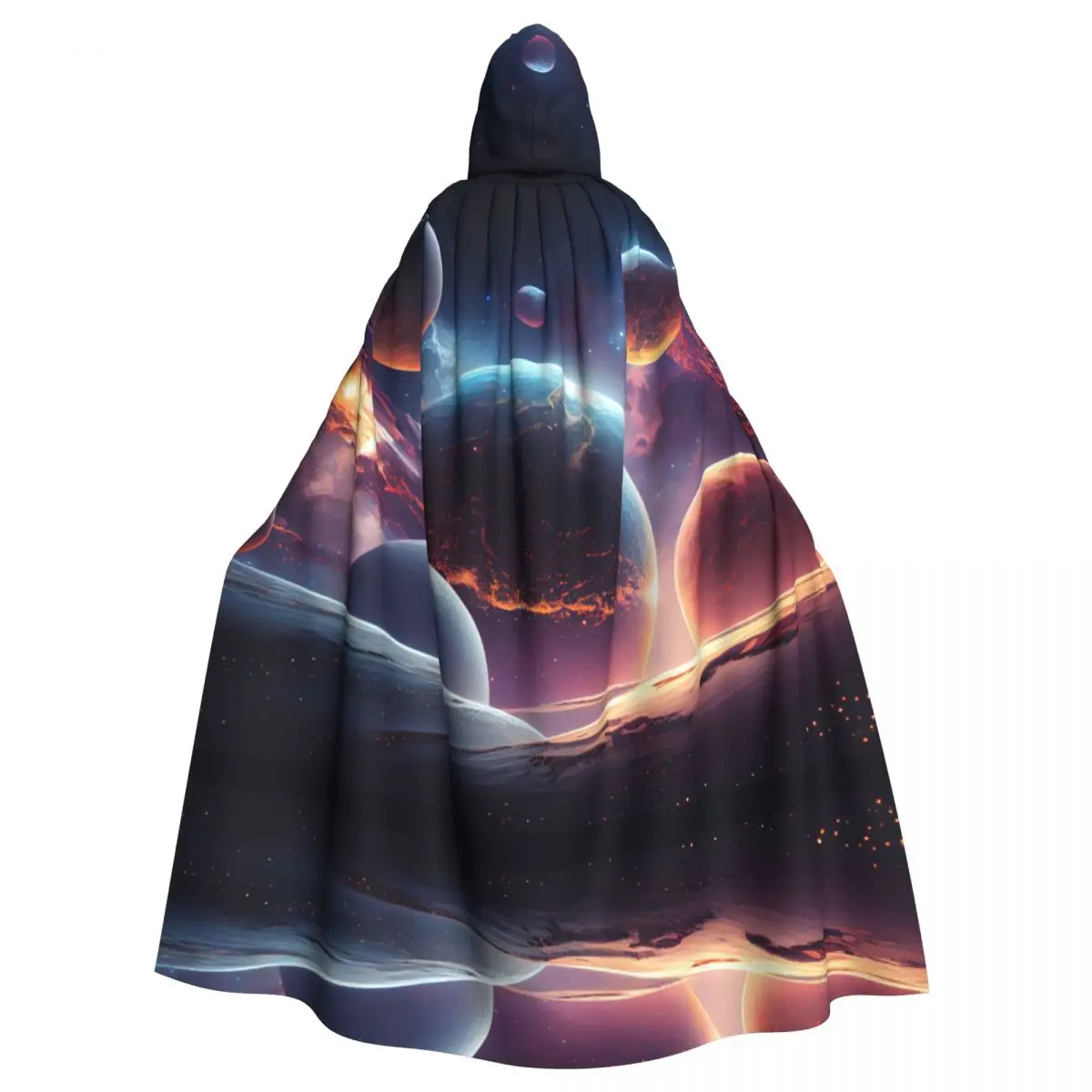 

Unisex Adult Glowing Sky Sphere Orbits Cloak with Hood Long Witch Costume Cosplay