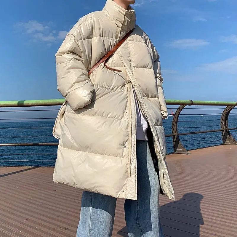 Winter Oversized Down Jacket Men Warm Fashion Casual Long Coat Men Streetwear Korean Loose Thick Jacket Mens Parker Overcoat