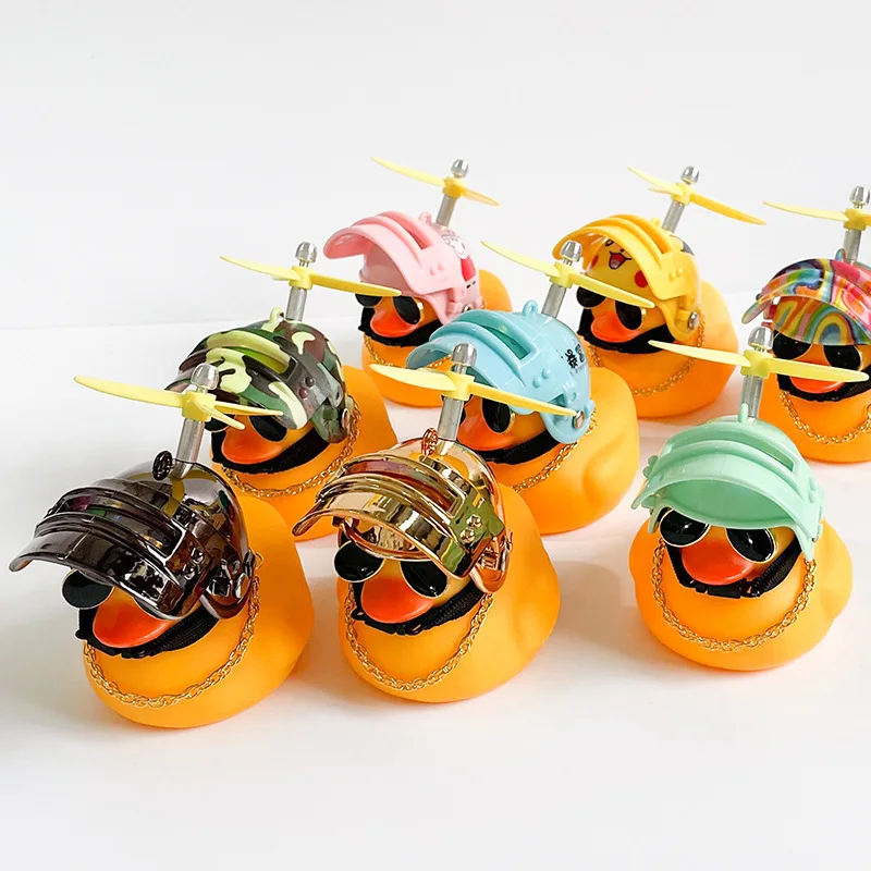 

Car Cute Duck with Helmet Broken Wind Small Yellow Duck Bike Motorcycle Helmet Riding Cycling Decor Car Ornaments Accessories