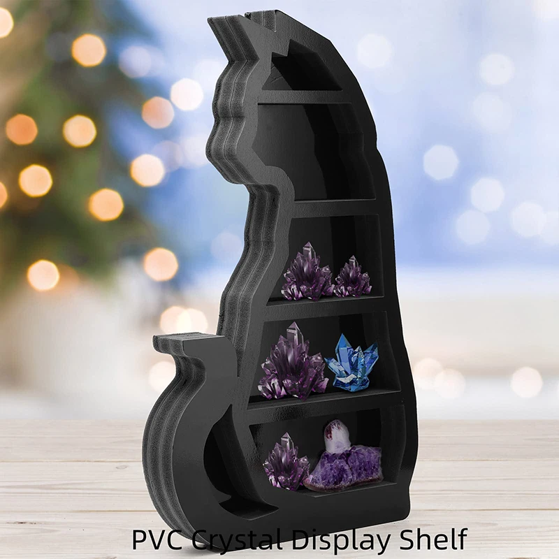 Деревянная подставка в форме черной кошки плавающая полка чакра украшения из