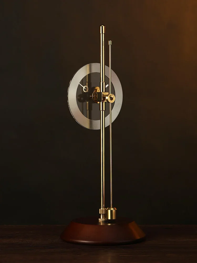 Desktop Aerodynamic Clock Table Invisible Home Decor Desk Pendulum Brass Solid Wood Silent Decoration