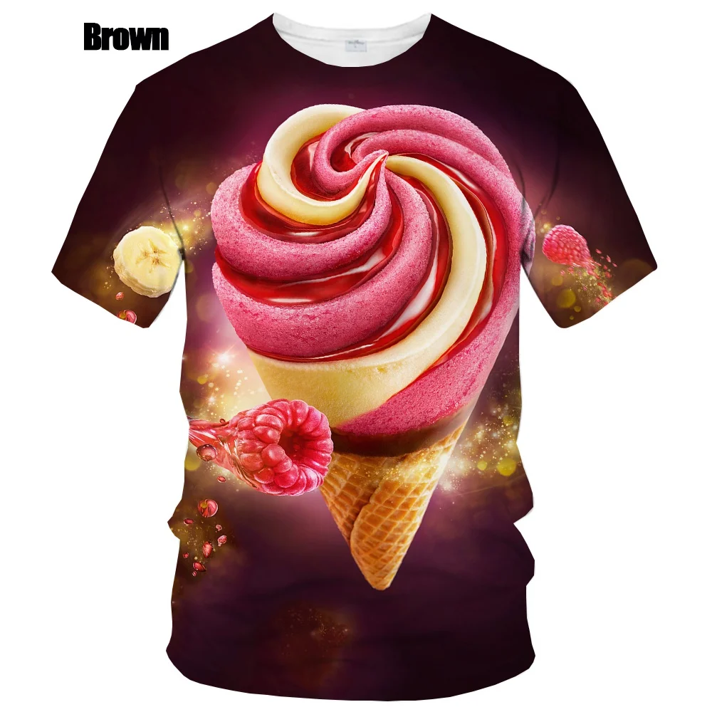 New Summer Ice Cream Men's/women's Fashion Slim T-shirt 3D Printing T-shirt Short-sleeved T-shirt Casual Round Neck Top Xs~5xl images - 6