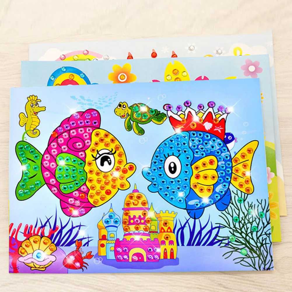 

3D DIY Crystal Paste Painting Handmade Random Color Mosaic Crystal Decal Interactive Props Party Supplies for Child Holiday Gift