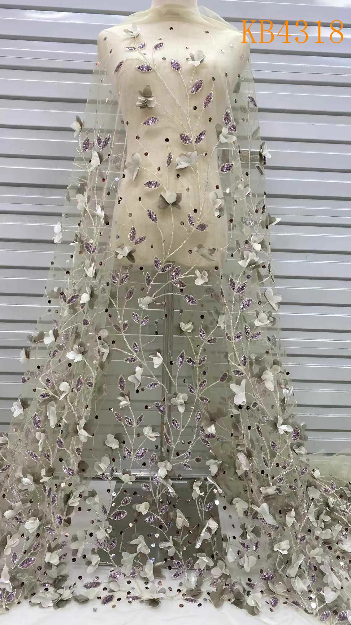 Новый 3D цветок с блестками тюль кружево вышивкой 2024 высококачественная