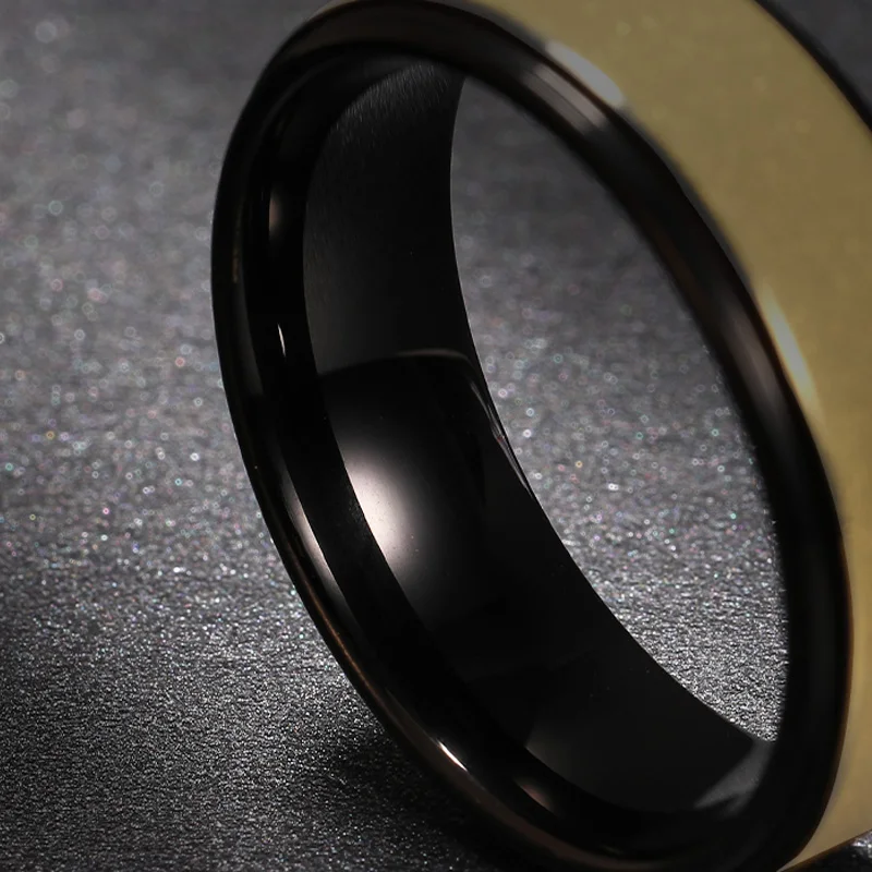 2023 new tungsten gold rings For Men And Women black gold color contrast ancient polishing，Free Lettering