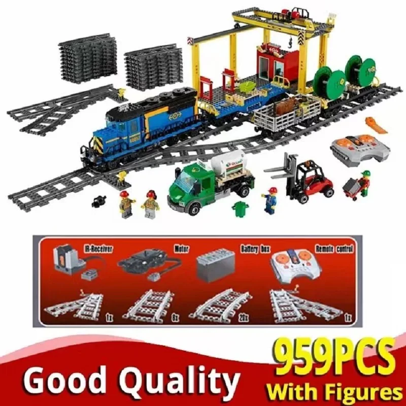 

02009 60098 02008 60052 city Heavy-Haul Train Model Building Blocks Bricks Birthday Gift FOR Kid toy 1078 PCS