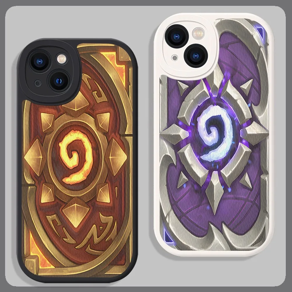 H-Hearthstone Card Backs Phone Case Hard Leather For IPhone 16 15 14 13 12 Mini 11 Pro Max Xs X Xr 7 8 Plus Fundas
