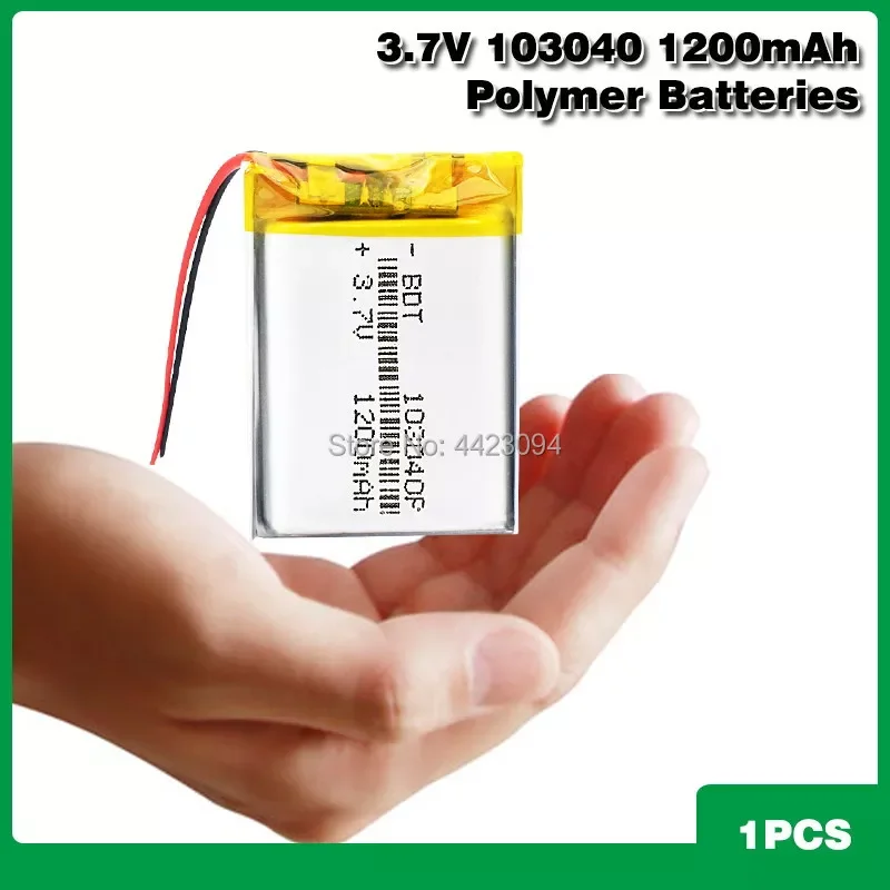 

3.7V Lithium Ion Polymer Li Polymer 103040 1200mah Battery for LED Flashlight Remote Controller Selfie Stick LWH 40*30*10mm