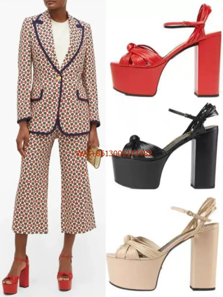 

Large Size Thick Heel Platform Woman Sandals Knotted Open Toe Chunky Heel Platform Sandal Buckle Knotted Platform Sandal Size 42