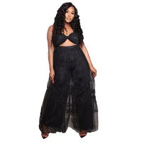 sexy suspender jumpsuit african womens solid color mesh tube top africa rompers spring fashion loose casual suspender trousers