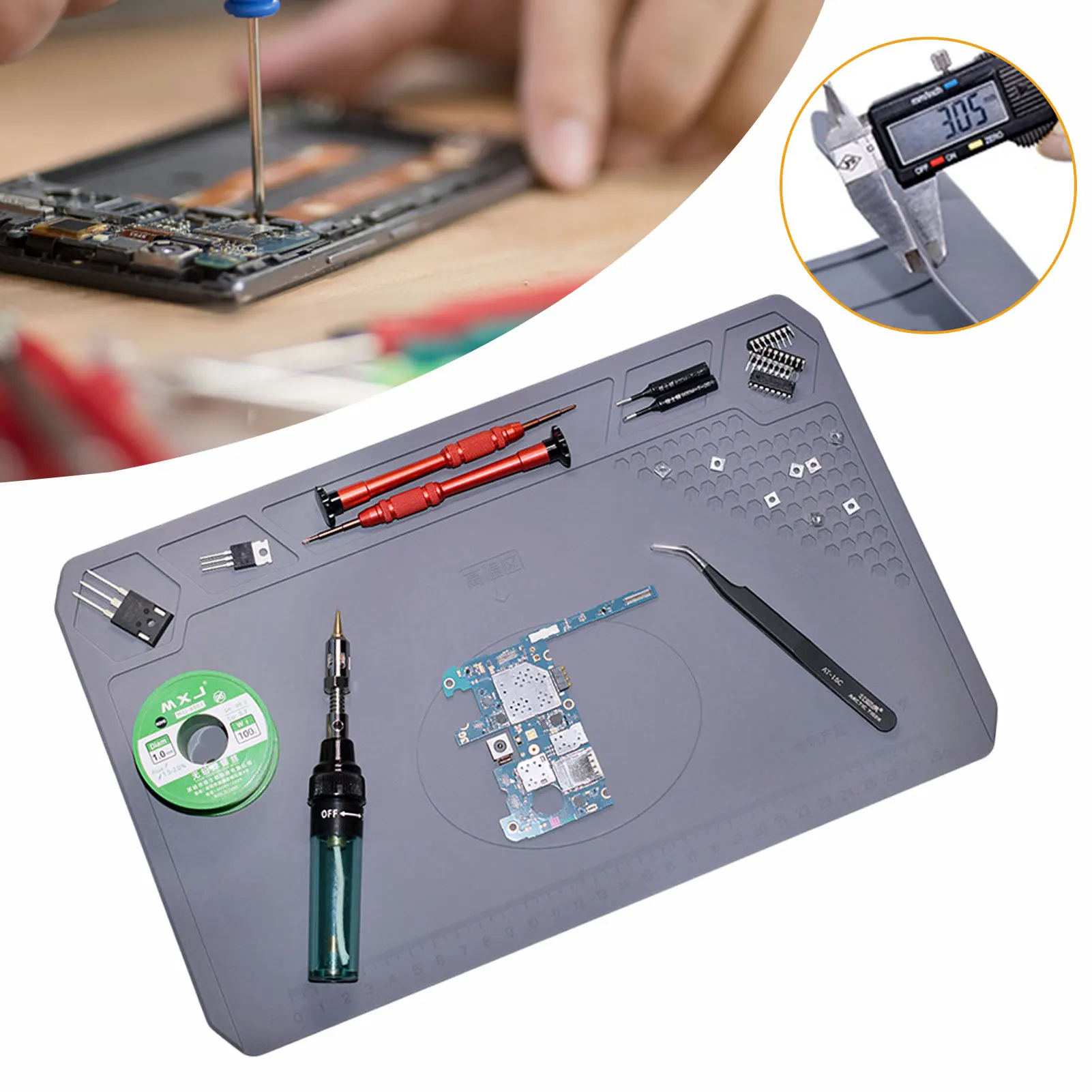 

Soldering Blanket Silicone Heat Resistant Welding Station Board Perfect Project Workbench Pad For Heat Soldering Iron And Repair