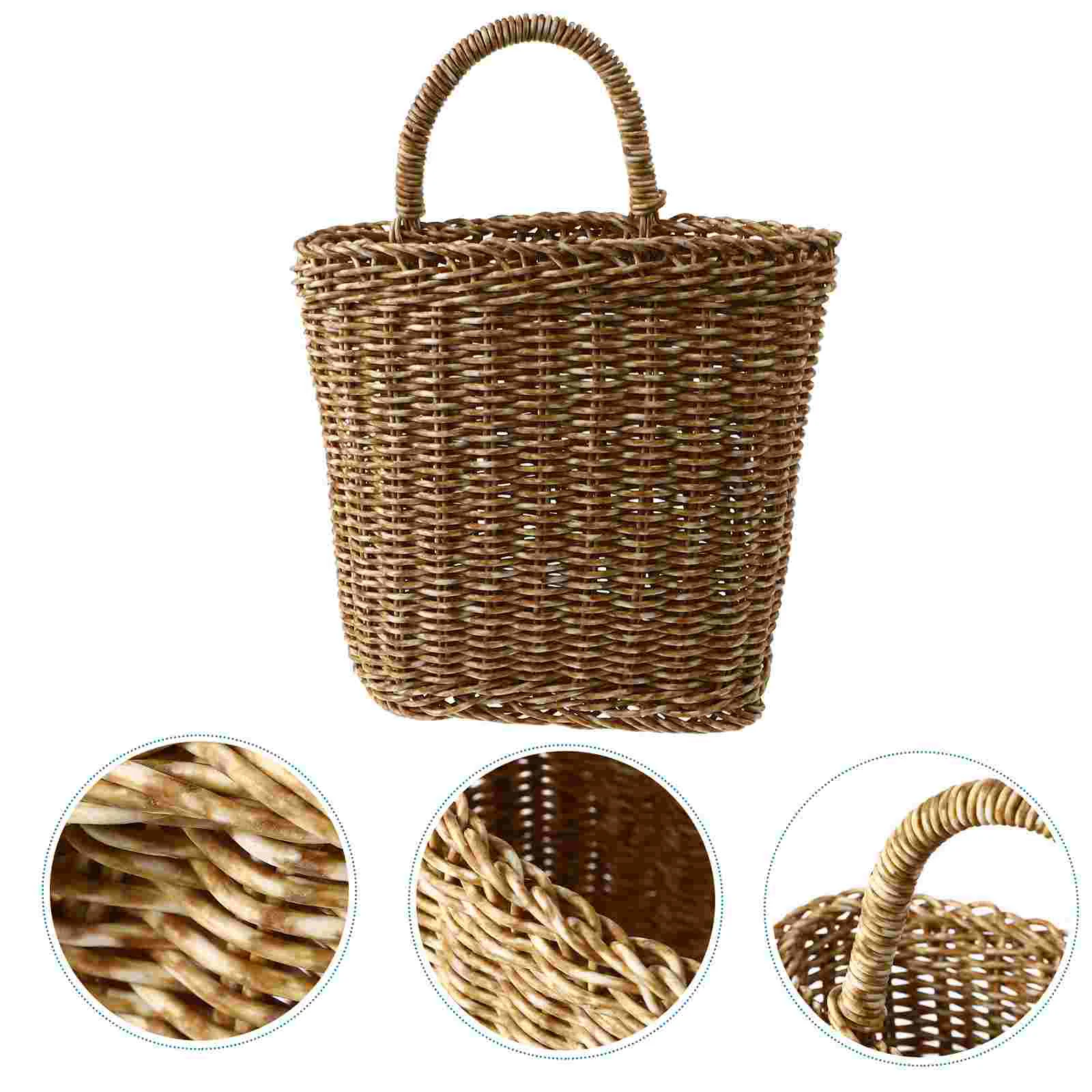 

Basket Hanging Wall Storage Flower Woven Rattan Planter Wicker Pot Baskets Shelf Crystal Displayholder Vasefarmhouse Fruit