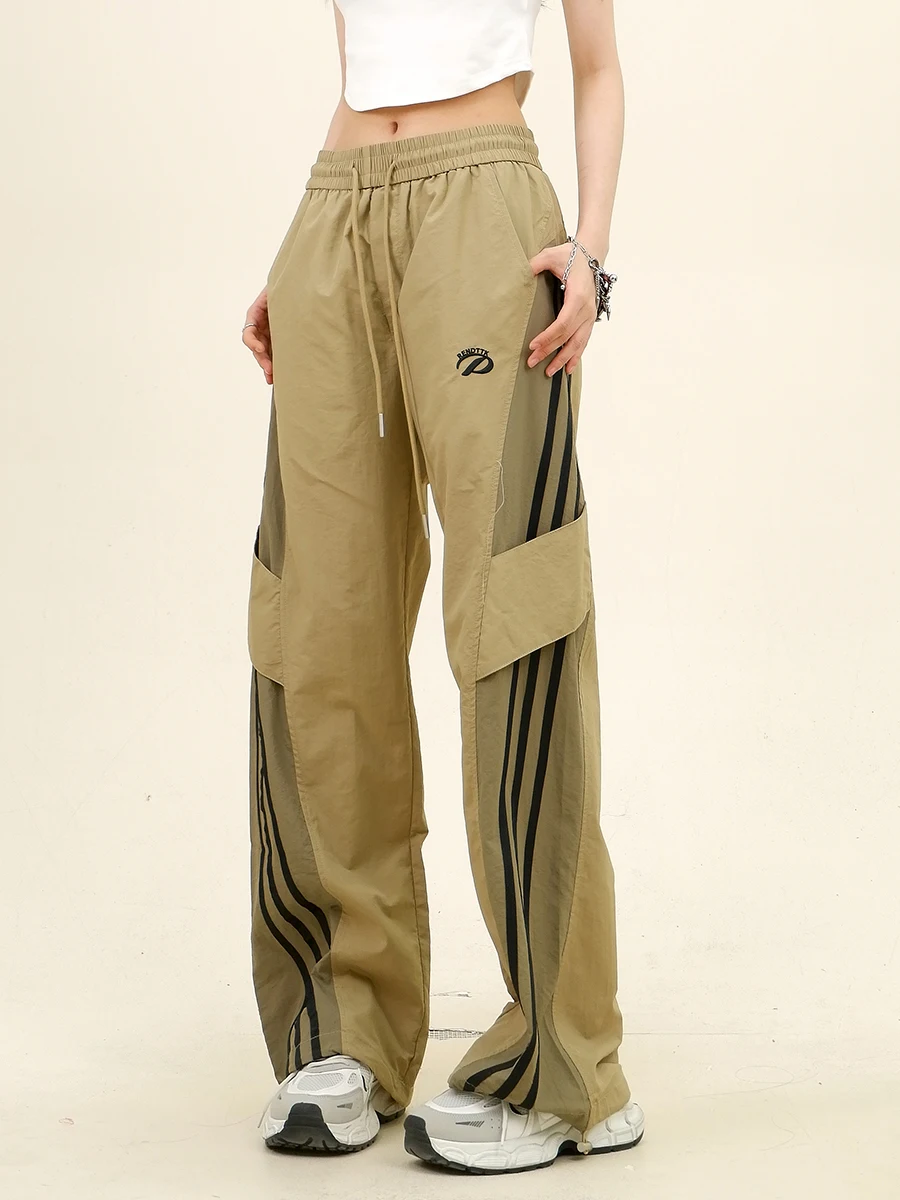 Контрастные полосатые повседневные штаны для инструментов женские Новинка Лето