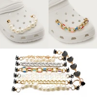 1pcs croc shoes charms gold silver bling black chain shoe diy metal decoration pendant buckle for gift shoelace accessories new