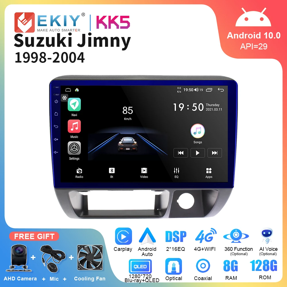 

EKIY KK5 Android 10 Car Radio For Suzuki Jimny 1998-2004 QLED Multimedia Player Stereo Carplay GPS Navigation 2Din DVD Autoradio