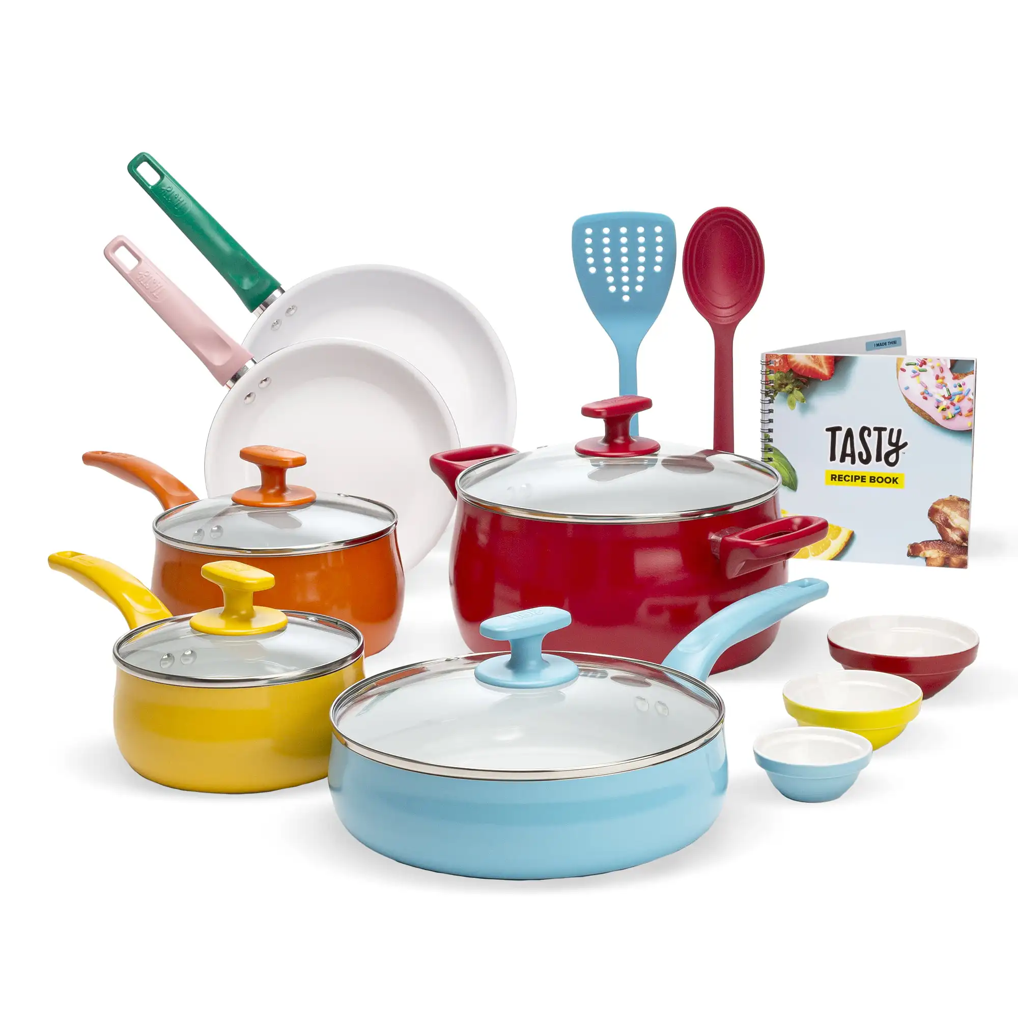 

Ceramic -Reinforced Non-Stick Cookware Set, Multicolor, 16 Piece