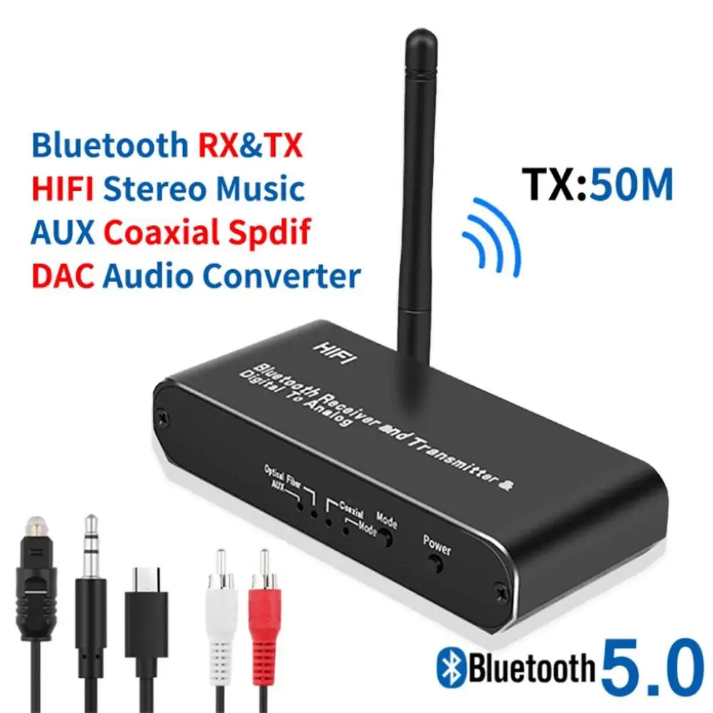 

Цифровой аудио-аналоговый преобразователь Hi-Fi DAC, Bluetooth приемник и передатчик 3,5 мм, AUX коаксиальный Оптический волоконный беспроводной адап...