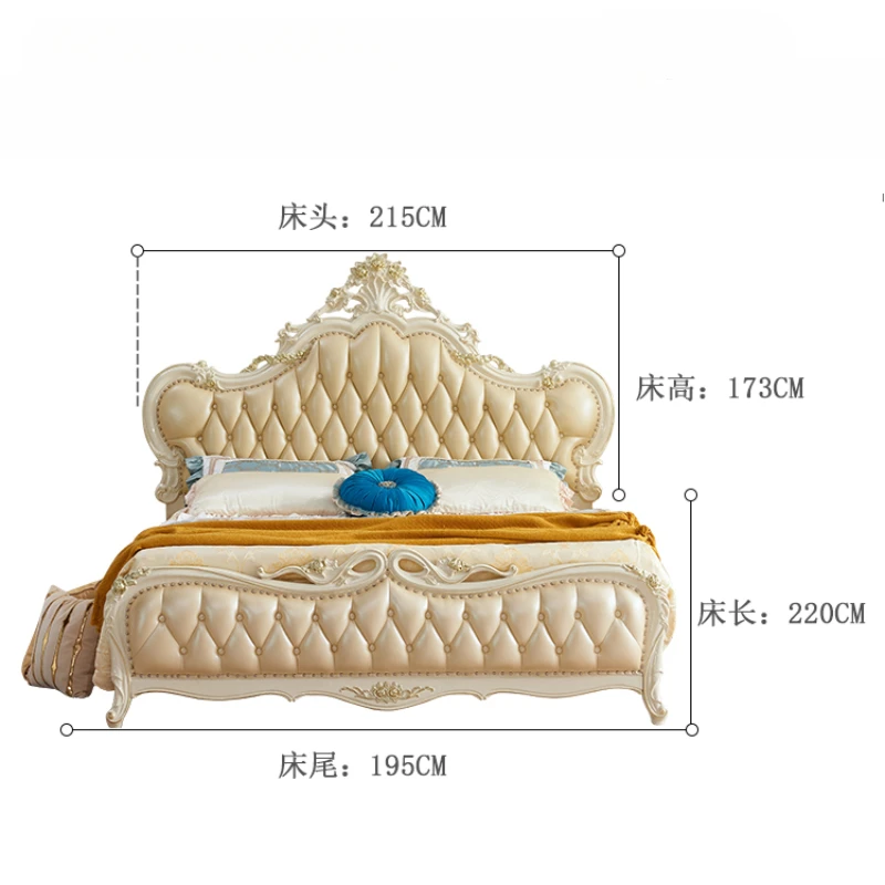 Кожаная двуспальная кровать принцессы King современный роскошный дизайн каркасы